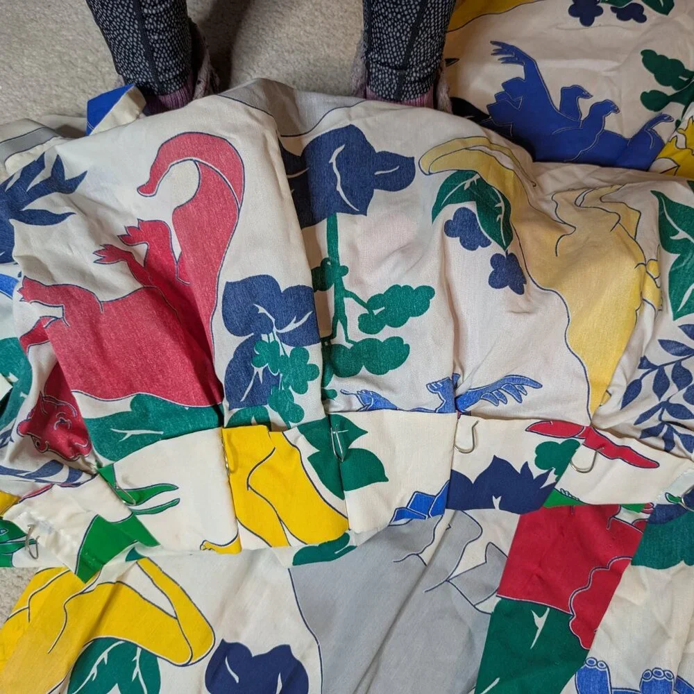 Vintage 90s Dinosaur Print Curtain Panels 62